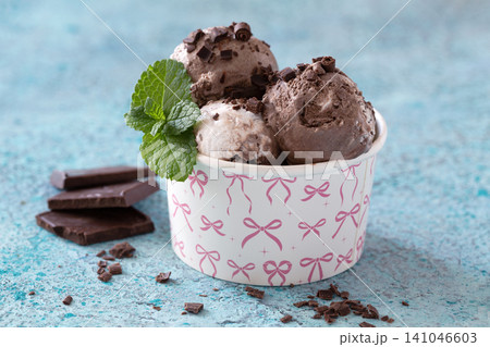 Chocolate ice cream without lactose. Chocolate ice cream without lactose. 141046603