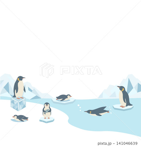 ペンギンの夏バナーイラスト 夏素材 夏フレーム 背景 フラットデザイン コピースペース付きイラスト ペンギンの夏バナーイラスト 夏素材 夏フレーム 背景 フラットデザイン コピースペース付きイラスト 141046639