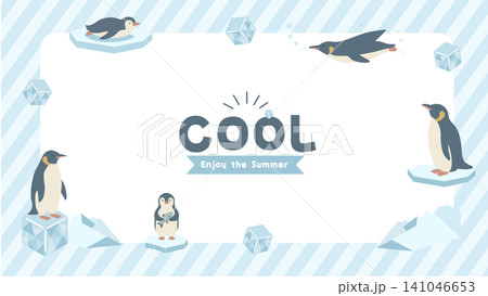 ペンギンの夏バナーイラスト 夏素材 夏フレーム 背景 フラットデザイン コピースペース付きイラスト ペンギンの夏バナーイラスト 夏素材 夏フレーム 背景 フラットデザイン コピースペース付きイラスト 141046653