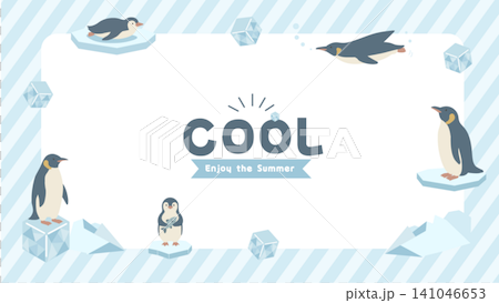 ペンギンの夏バナーイラスト 夏素材 夏フレーム 背景 フラットデザイン コピースペース付きイラスト ペンギンの夏バナーイラスト 夏素材 夏フレーム 背景 フラットデザイン コピースペース付きイラスト 141046653
