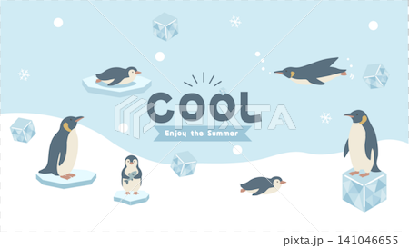 Penguin Summer Banner Illustration - Summer Material - Summer Frame - Background - Flat Design - Illustration with Copy Space Penguin Summer Banner Illustration - Summer Material - Summer Frame - Background - Flat Design - Illustration with Copy Space 141046655