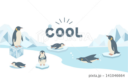 ペンギンの夏バナーイラスト 夏素材 夏フレーム 背景 フラットデザイン コピースペース付きイラスト ペンギンの夏バナーイラスト 夏素材 夏フレーム 背景 フラットデザイン コピースペース付きイラスト 141046664