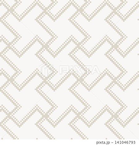 Geometric zigzag puzzle knitting pattern design in beige and white for fashion and home textiles Geometric zigzag puzzle knitting pattern design in beige and white for fashion and home textiles 141046793