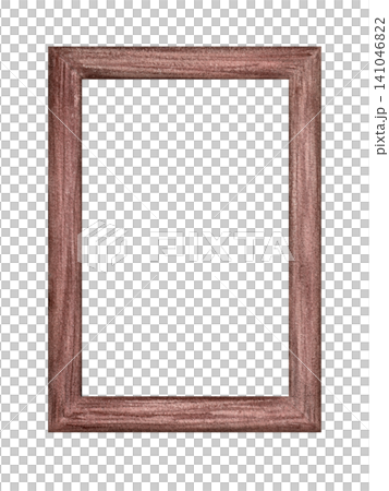 Wooden watercolor frame illustration for botanical designs, museum-inspired layouts, labels, invitations, packaging, branding, stationery, and vintage-style compositions 141046822