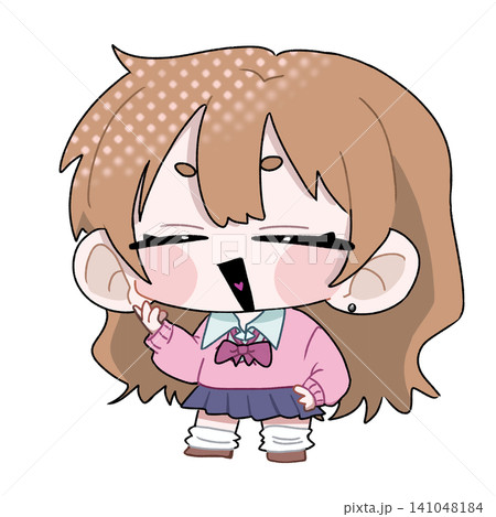 女の子学生のミニキャライラスト(のほほん) 女の子学生のミニキャライラスト(のほほん) 141048184