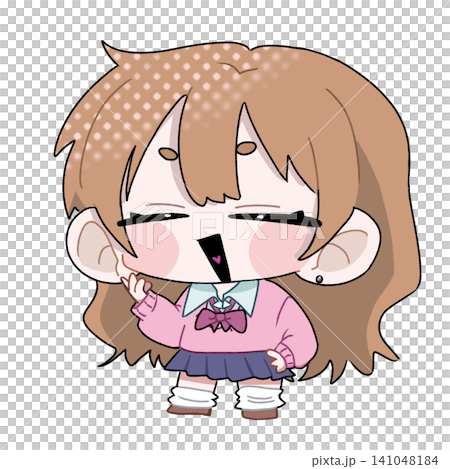 女の子学生のミニキャライラスト(のほほん) 女の子学生のミニキャライラスト(のほほん) 141048184