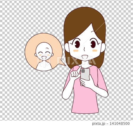 一幅描繪女性使用智慧型手機進行社交活動的插圖。 一幅描繪女性使用智慧型手機進行社交活動的插圖。 141048500