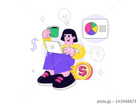 Side Hustle Culture Vector Illustration Featuring Freelance Business, Extra Income, Content Creator, Digital Entrepreneurship, and Gig Economy Side Hustle Culture Vector Illustration Featuring Freelance Business, Extra Income, Content Creator, Digital Entrepreneurship, and Gig Economy 141048671