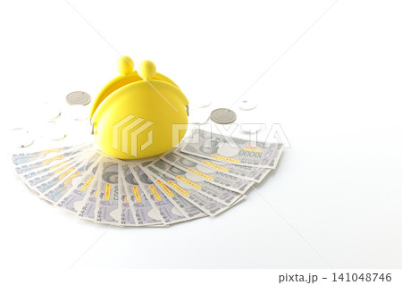 がま口のお財布とおもちゃのお金 がま口のお財布とおもちゃのお金 141048746