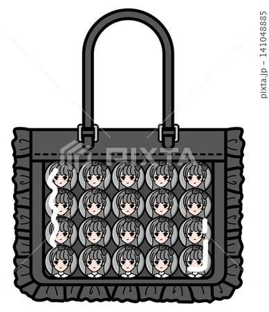 <推し活> 大サイズ痛バッグ 女性缶バッジ20個配置(黒) <推し活> 大サイズ痛バッグ 女性缶バッジ20個配置(黒) 141048885