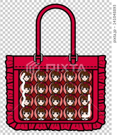 <Fan Activities> Large Ita-Bag with 20 Female Pin Badges (Red) 141048893