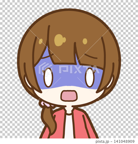 A girl with loose side ponytails looks shocked (no background). A girl with loose side ponytails looks shocked (no background). 141048909
