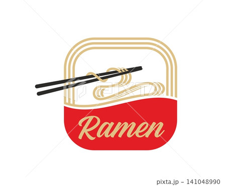 Ramen icon with noodles on chopsticks from bowl for Asian Japanese cuisine or Chinese restaurant. Ramen sign, Korean food or instant soup of udon vermicelli in red bowl for Japanese izakaya bar menu Ramen icon with noodles on chopsticks from bowl for Asian Japanese cuisine or Chinese restaurant. Ramen sign, Korean food or instant soup of udon vermicelli in red bowl for Japanese izakaya bar menu 141048990