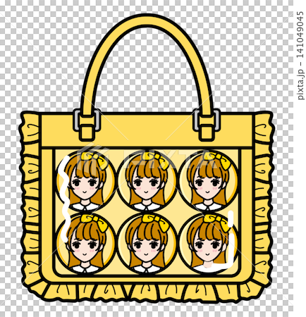 <Fan Activities> Small Ita-Bag (female character with 6 can badges arranged in yellow) <Fan Activities> Small Ita-Bag (female character with 6 can badges arranged in yellow) 141049045