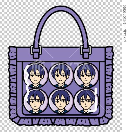 <Fan Activities> Small Ita Bag with 6 Male Character Pin Badges (Purple) <Fan Activities> Small Ita Bag with 6 Male Character Pin Badges (Purple) 141049596