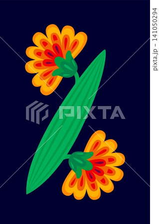 Mexican cartoon font punctuation percent symbol. Mexico culture typeset sign, Hispanic font vector element. Latin American national typeface special symbol with cempasuchil marigold flower and leaf Mexican cartoon font punctuation percent symbol. Mexico culture typeset sign, Hispanic font vector element. Latin American national typeface special symbol with cempasuchil marigold flower and leaf 141050294