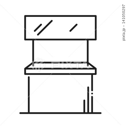 Trade show promo stand display line icon or symbol. City street promo stand display outline sign, advertising banner lineart vector symbol. Exhibition outdoor light box linear icon or pictogram Trade show promo stand display line icon or symbol. City street promo stand display outline sign, advertising banner lineart vector symbol. Exhibition outdoor light box linear icon or pictogram 141050297