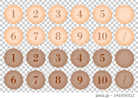 Wooden-style buttons and number branding irons | Set of materials for numbers 1-10 Wooden-style buttons and number branding irons | Set of materials for numbers 1-10 141050322