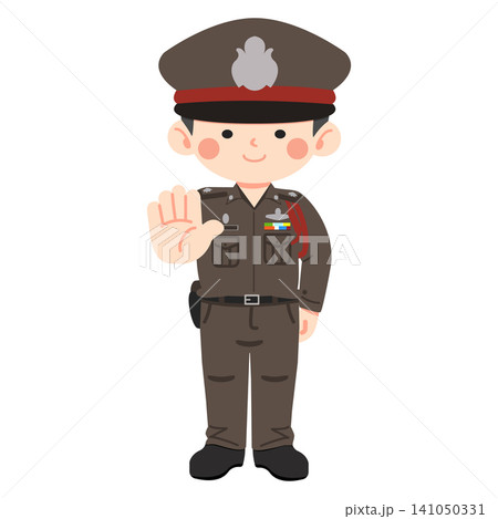 Thai Police Officer Making Stop Gesture Thai Police Officer Making Stop Gesture 141050331