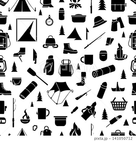Seamless pattern of various circus act objects silhouettes for background Seamless pattern of various circus act objects silhouettes for background 141050712