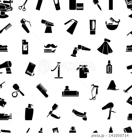 Seamless pattern with barber and hairdresser tools silhouettes isolated on white background vector illustration Seamless pattern with barber and hairdresser tools silhouettes isolated on white background vector illustration 141050714