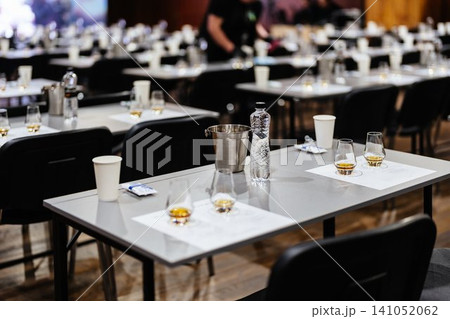 Whiskey tasting event with elegant setups in a stylish venue 141052062