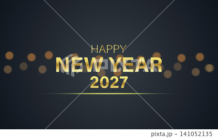 Luxury Golden Happy New Year 2027 Greeting Banner with Glowing Lights on Dark Background Luxury Golden Happy New Year 2027 Greeting Banner with Glowing Lights on Dark Background 141052135
