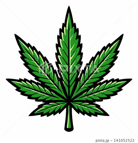 Vector illustration of a green cannabis leaf. Vector illustration of a green cannabis leaf. 141052522