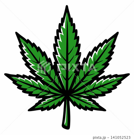 Vector illustration of a green cannabis leaf. Vector illustration of a green cannabis leaf. 141052523