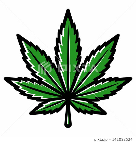 Vector illustration of a green cannabis leaf. Vector illustration of a green cannabis leaf. 141052524