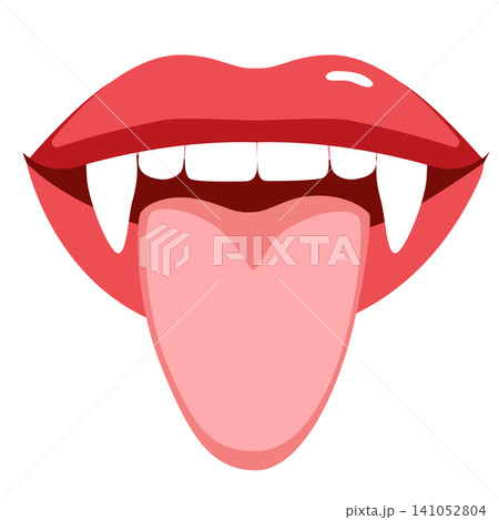 Funny Female Mouth with Tongue Out Playful Lips Expression Icon 141052804