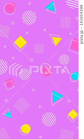 カラフルな幾何学かわいいポップな背景柄 カラフルな幾何学かわいいポップな背景柄 141054399