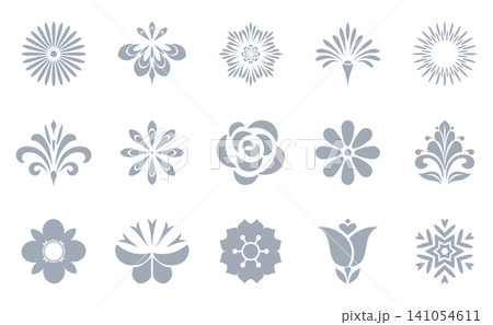 Flower icons set. Isolated elements for design. Vector graphics. Flower collection Flower icons set. Isolated elements for design. Vector graphics. Flower collection 141054611