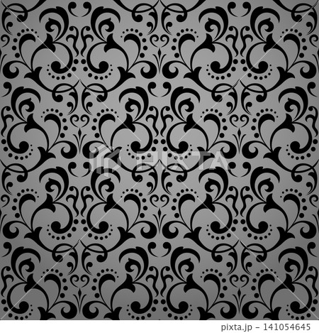 Floral pattern. Seamless vector background. Vintage wallpaper in the Baroque style. Gray and black ornament for fabric, wallpaper, packaging. Ornate Damask flower illustration Floral pattern. Seamless vector background. Vintage wallpaper in the Baroque style. Gray and black ornament for fabric, wallpaper, packaging. Ornate Damask flower illustration 141054645