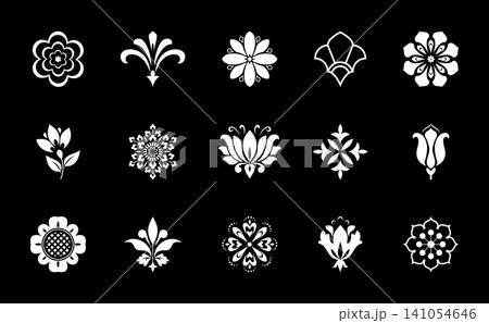 Flower icons set. Isolated elements for design. Vector graphics. Flower collection Flower icons set. Isolated elements for design. Vector graphics. Flower collection 141054646