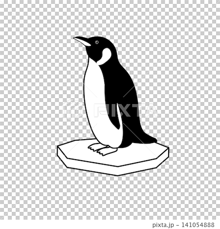 A simple monochrome illustration of a penguin sitting on ice. Cute and simple. A simple monochrome illustration of a penguin sitting on ice. Cute and simple. 141054888