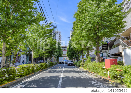 東京都渋谷区の都市風景 笹塚駅周辺の笹塚駅前通り 東京都渋谷区の都市風景 笹塚駅周辺の笹塚駅前通り 141055433