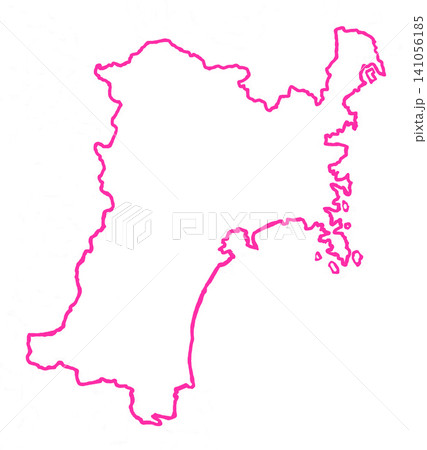 宮城県　白地図　赤色枠線 141056185