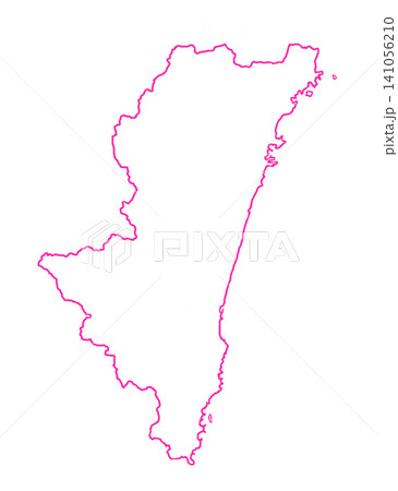 宮崎県 白地図 赤色枠線 宮崎県 白地図 赤色枠線 141056210