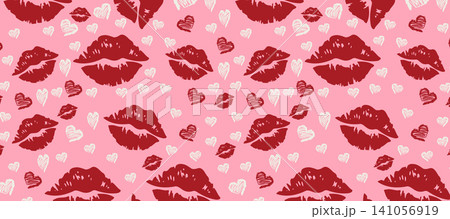 Red Lips Blowing Kiss with Hearts Love Romantic Concept Illustration Red Lips Blowing Kiss with Hearts Love Romantic Concept Illustration 141056919