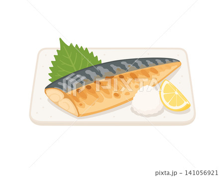 焼き魚,フラットイラスト 焼き魚,フラットイラスト 141056921