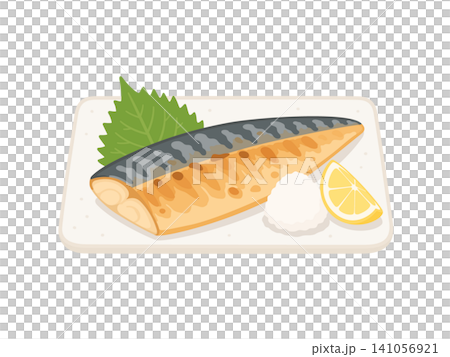 Grilled fish, flat illustration 141056921