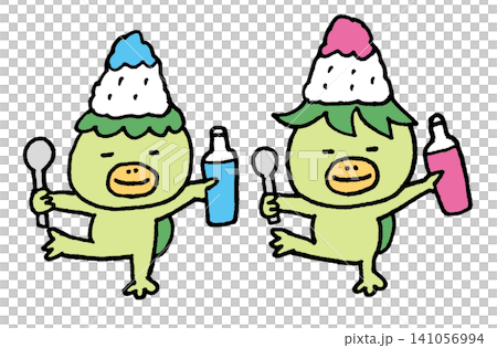 コミカルでかわいいカッパのキャラクター素材 コミカルでかわいいカッパのキャラクター素材 141056994