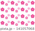 かわいい梅の花のパターン　背景素材 141057068