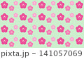 かわいい梅の花のパターン　背景素材 141057069
