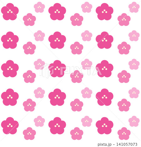 かわいい梅の花のパターン　背景素材 141057073