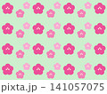 かわいい梅の花のパターン　背景素材 141057075