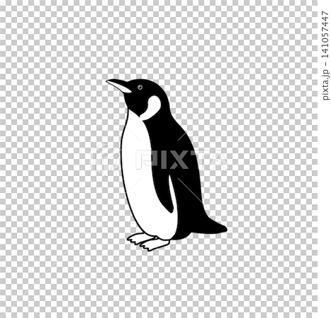 ペンギンのモノクロイラスト　子供ペンギン　赤ちゃんペンギン、シンプル　かわいい 141057447
