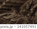 釘を一切使わずに複雑に組み上げられた歴史ある伝統的な木造建築の組物 141057491