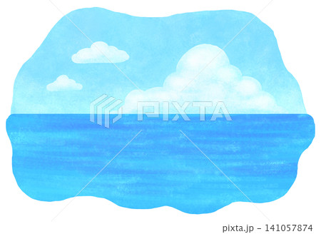 海と入道雲のイラスト 夏イメージ 海と入道雲のイラスト 夏イメージ 141057874